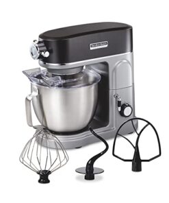 Hamilton Beach Professional All-Metal Stand Mixer with Specialty Attachment Hub, 5 Quart Bowl, 12 Speeds, Includes Flat Beater, Dough Hook, Whisk (63240)