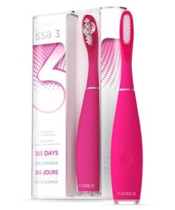 FOREO ISSA 3 Fuchsia, Electric Ultra-Hygienic 4-in-1 Sonic Toothbrush, Replaceable 6-Months Brush Head, 16 Intensities, 365 Days/USB Charge, 2-Year Warranty