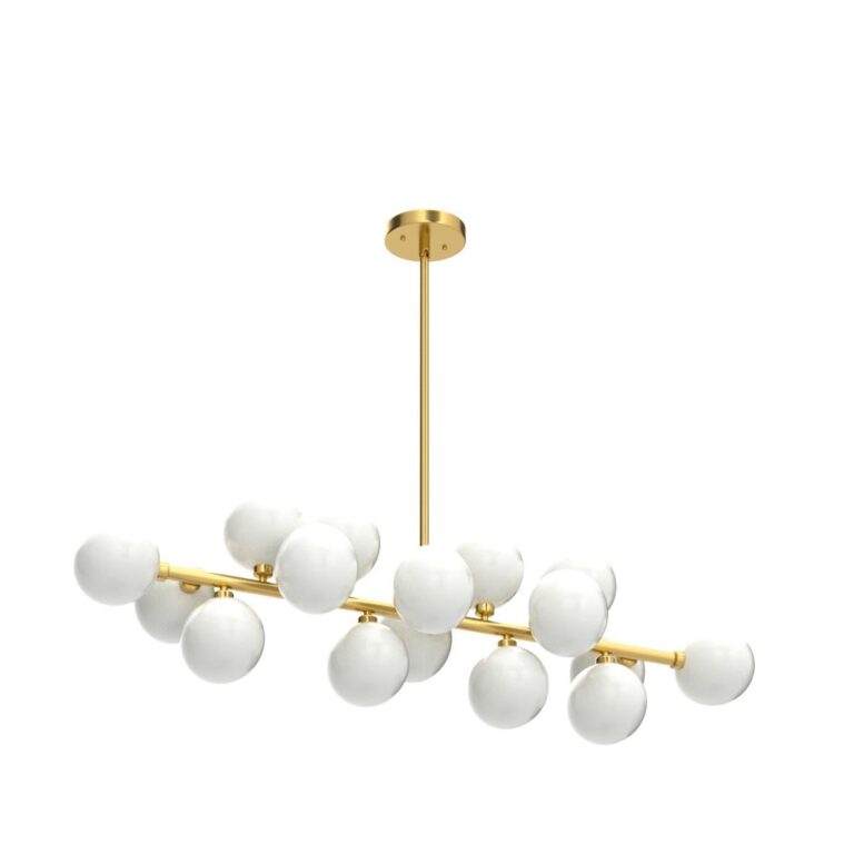 CROSSIO Mid Century Modern Gold Chandelier Rectangle Pendant Fixtures Linear Sputnik Chandeliers for Kitchen Island Dining Room Over Table - Image 6