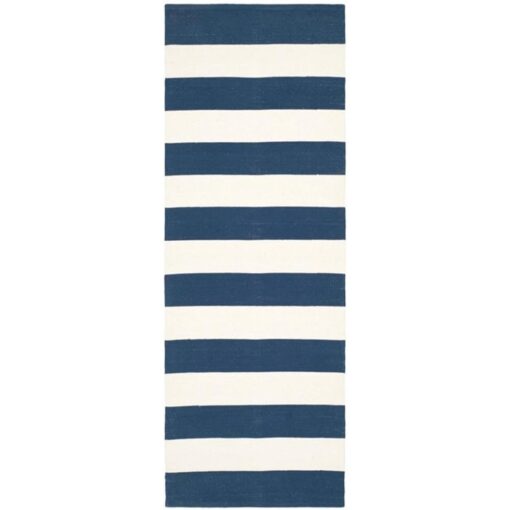 SAFAVIEH Montauk Collection X-Large Area Rug - 12' x 15', Navy & Ivory, Handmade Flat Weave Boho Farmhouse Cotton Stripe, Ideal for High Traffic Areas in Living Room, Bedroom (MTK712H) - Image 10