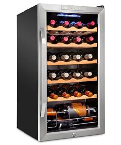 Ivation 24 Bottle Compressor Wine Cooler Refrigerator w/Lock | Large Freestanding Wine Cellar For Red, White, Champagne or Sparkling Wine | 41f-64f Digital Temperature Control Fridge Stainless Steel