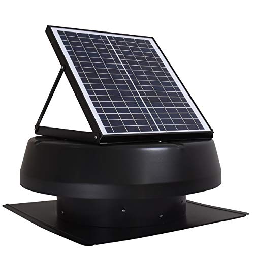 iLIVING HYBRID Smart Thermostat Solar Roof Attic Exhaust Fan, 14", 40-Watt, 1150 CFM, 2000 Coverage Area, Black