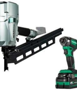 Metabo HPT Pneumatic Framing Nailer + 18V Impact Driver Pro Bundle Kit, 3-1/4-Inch Framing Nailer with BONUS 18V Triple Hammer Impact Driver Kit, KNR83A5(S)