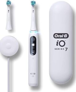 Oral-B iO Series 7 Electric Toothbrush with 2 Replacement Brush Heads, White Alabaster