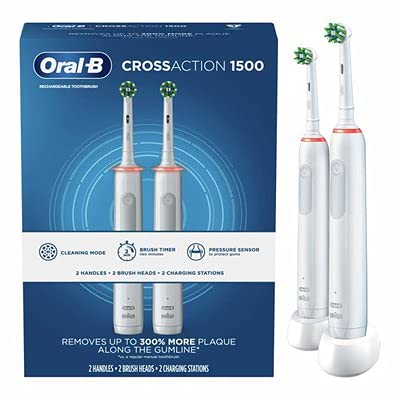Procter And Gamble Oral-B 1500 Rechargeable Electric Toothbrush, 2 pk