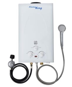 Flame King Portable Tankless Water Heater Propane Gas 10L 2.64 GPM at 68,000 BTU, Outdoor Instant Hot Water Shower for RV, Camping, Farm, Cabins