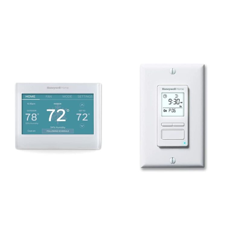 Honeywell Home RTH9600WF Smart Color Thermostat Energy Star Wi-Fi Programmable Touchscreen + RPLS740B 7-Day Programmable Light Switch Timer