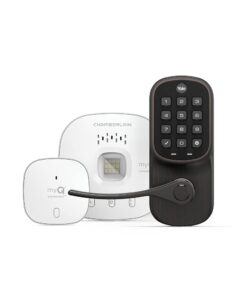 Yale | LiftMaster Smart Touchscreen Deadbolt with Keypad Lever (Oil Rubbed Bronze) & myQ Chamberlain Smart Garage Door Hub, Bundle