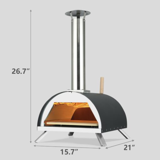 Hello. Dr 13" Multi-Fuel pizza oven - Outdoor Pizza Oven - portable wood fire and gas pizza oven outdoor - propane pizza oven with Pizza Cutter, pizza stone, pizza peel& Waterproof Cover - Image 5