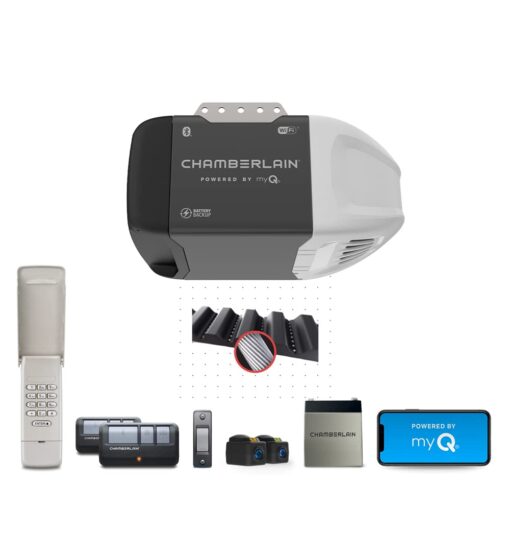 CHAMBERLAIN B2215T Garage Door Opener with Battery Backup, Black