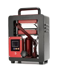 D9A91 5 Ton Portable Hydraulic Heat Press Machine 2.3 x 4.7 Inch Dual Heating Plate, red/black