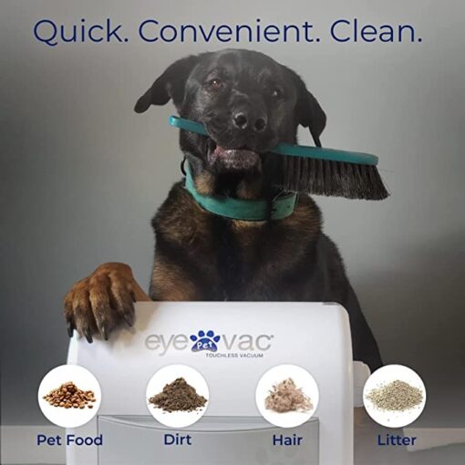 EyeVac Pet Touchless Vacuum Automatic Dustpan - Ultra Fast & Powerful - Great for Sweeping Cat Dog Pet Hair Food Dirt Kitchen, Corded Canister Vacuum, Bagless, Automatic Sensors, 1400 Watt (White) - Image 4