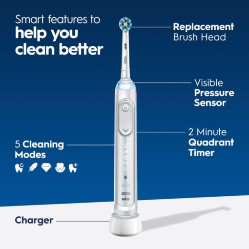 Oral-B Genius X Limited Rechargeable Electric Toothbrush with 1 Replacement Brush Head, Travel Case, White - Image 5