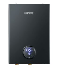 Electric Tankless Water Heater, ECOTOUCH 14kW Instant Hot Water Heater on Demand 240V Point of Use Hot Water Heater ETL Certificated Self-Modulation ECO140B Black