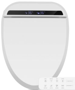 YOURLITE Bidet Toilet Seat, Elongated Toilet Seat Warm Water, Heated Seat Bidet with Remote Control,Self-cleaning Nozzle Temperature Adjustable LED Light, Need Electricity, White