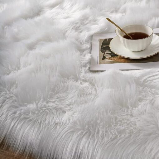 ORINOVA White Rugs for Living Room 6x9 Area Rugs for Bedroom Large Washable Faux Sheepskin Fluffy Fur Rug Nursery Rugs Room Décor - Image 8