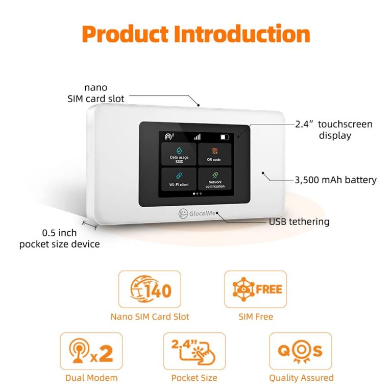 GlocalMe DuoTurbo 4G LTE Portable WiFi Hotspot for Travel in 200+ Countries, Mobile Hotspot Device with Global 1.1GB Data 30Days, SIMFREE and Dual Modem, 10 Devices Connected(White) - Image 2
