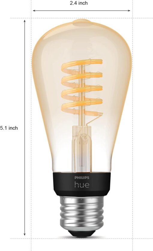 Philips Hue Smart 40W ST19 Filament LED Bulb - White Ambiance Warm-to-Cool White Light - 4 Pack - 550LM - E26 - Indoor - Control with Hue App - Works with Alexa, Google Assistant and Apple Homekit - Image 2