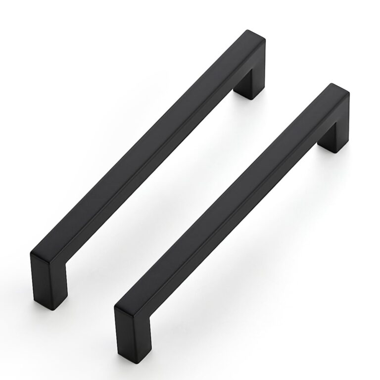 JOY DECOR 50 Pack Cabinet Handles, Black Cabinet Pulls, 6-1/4 Inch Kitchen Closet Handles Square Drawer Pulls Stainless Steel Drawer Hardware, 160mm Hole Centers