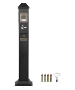 lukar Commercial Butt Receptacles Metal Butt Container Heavy Duty Ash Disposal Outdoor Vertical Trash Can for Patios Gardens Hotels Pubs Offices(Black)