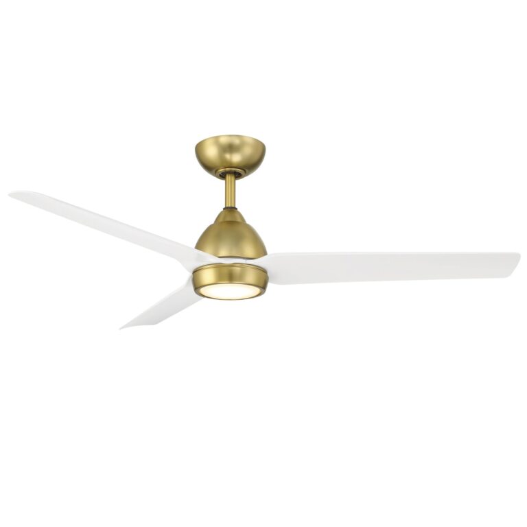 Mocha Indoor and Outdoor 3-Blade Smart Home Ceiling Fan 54in Soft Brass Matte White with 3000K LED Light Kit and Remote Control works with Alexa and iOS or Android App - Image 3