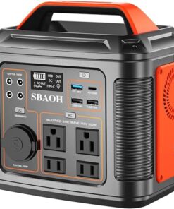SBAOH Portable Power Station, 300W 296Wh Solar Generator Quick Charge / 110V AC Outlets/DC Ports and LED Flashlight, Lithium Battery Backup for Home Outdoor Travel Camping Blackout