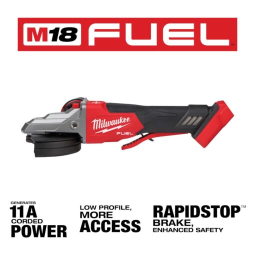 Milwaukee M18 FUEL 18-Volt Lithium-Ion Brushless Cordless 5 in. Flathead Braking Grinder with Paddle Switch No-Lock (Tool-Only) - Image 3