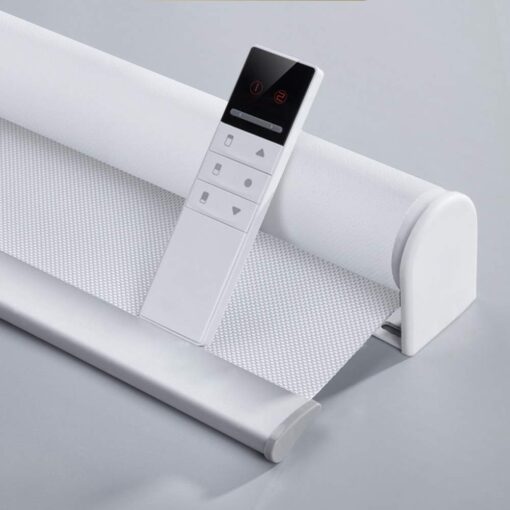 Motorized Blinds with Remote (23-95 inches) Window Roller Shade Wireless Rechargeable Motor Popular Sunshine Fabric for Office and Home Customize Size (82006G-1)