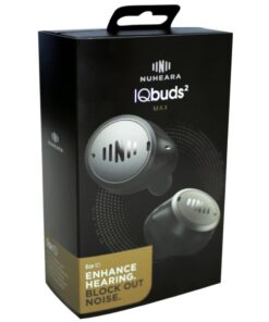 IQbuds 2 MAX Hearing Amplifier with Personalization via IQbuds™ App, 7 Preset Programs, Bluetooth, Rechargeable, Active Noise Cancellation, 1 Pair of Earbuds