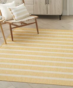 Nourison Positano Indoor/Outdoor Yellow Ivory 7' x 10' Area Rug, Easy Cleaning, Non Shedding, Bed Room, Living Room, Dining Room, Deck, Backyard, Patio (7x10)