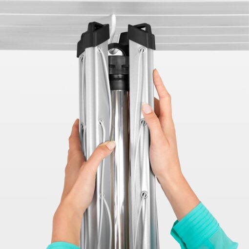 Brabantia Lift-O-Matic Outdoor 4 Arm Clothesline (197 ft/Ø 1.8") Height Adjustable, Folding Clothes Drying Rack + Ground Spike & Cover (Gray) - Image 5