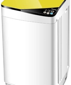 Waterjoy Portable Washing Machines, 7.7 lbs Load Capacity Portable Washer and Dryer Combo with Built-in Barrel Light & LED Display for Household and Apartment （Yellow）