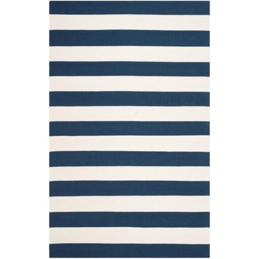 SAFAVIEH Montauk Collection X-Large Area Rug - 12' x 15', Navy & Ivory, Handmade Flat Weave Boho Farmhouse Cotton Stripe, Ideal for High Traffic Areas in Living Room, Bedroom (MTK712H) - Image 4