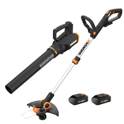 Worx 20V 22" Hedge Trimmer, String Trimmer & Edger, Leaf Blower Bundle with 2 Batteries & Charger - Image 4
