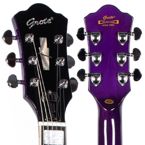 GROTE Jazz Electric Guitar Semi-Hollow Body Trapeze Tailpiece Bridge Guitar Gig Bag (Purple) - Image 6