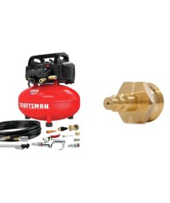 Craftsman Air Compressor, 6 Gallon, Pancake, Oil-Free (CMEC6150K) and Camco Blow Out Plug With Brass Quick Connect (36143)