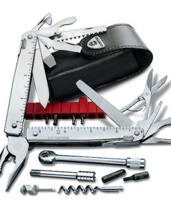 Victorinox 3.0339.L Swisstool X Plus Ratchet with Leather Pouch Extremely Handy, Functional, and Compact in Silver 4.5 inches