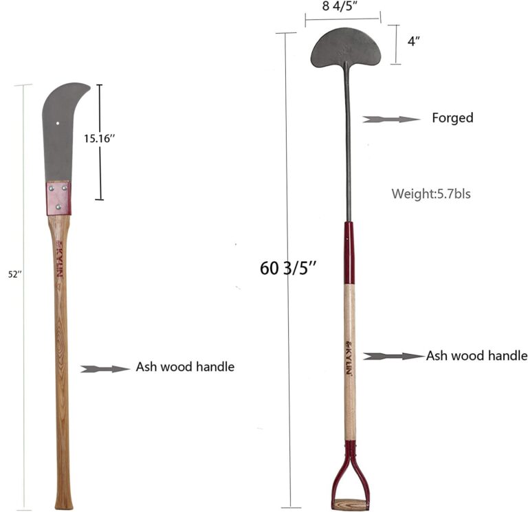 KYLIN Landscaping Shovel Rake Tools Set Heavy Duty Yard Digging Shovels Garden Hoe Long Ash Handle Forged Scraper Bush Hook for Professional-Grade 8 Pieces Lawn Tools - Image 2