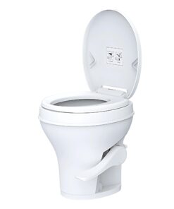SEAFLO Residential Height Camper/RV Toilet, 18.5” Standard Height, Gravity Flush System, Foot Pedal Operation, Soft Close Seat, Easy-to-Clean Oversized Bowl, 4-Year Warranty