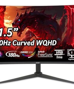 Acer Nitro 31.5" WQHD 2560 x 1440 1500R Curved PC Gaming Monitor | AMD FreeSync | Up to 180Hz Refresh | 1ms VRB | Speakers | 1 x Display Port 1.4 & 2 x HDMI 2.0 | XZ320QU S3bmiiphx