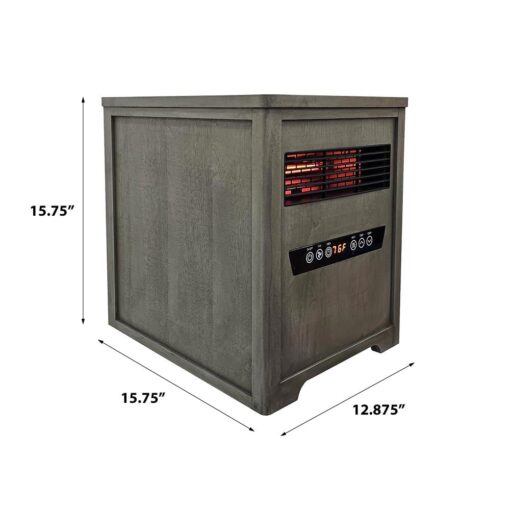 Country Living Infrared Portable Rolling Space Heater with LED Touchscreen and Remote Control | 12h Timer | 1500w Quick Heating for Indoor Use | Driftwood Grain Finish - Image 8