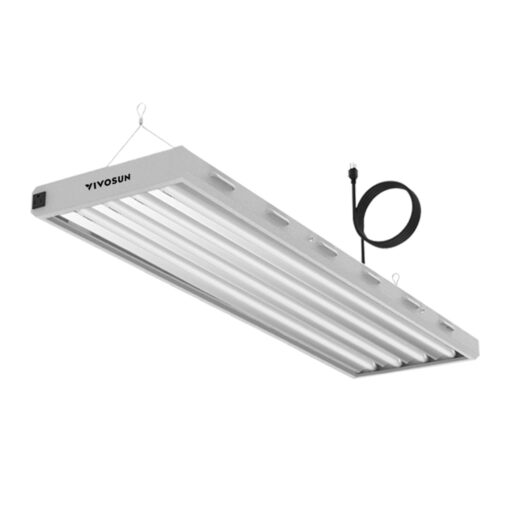 VIVOSUN T5 Grow Lights, 5000 Lumens per 4ft., 216W (4 X 54W), 6500K HO Fluorescent Tubes, with High-Output T5 Light Fixture Bulbs for Indoor Plants, 8ft Power Cord, 2 Hanging Cables, 2 On/Off Control