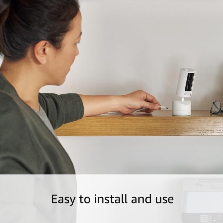 Ring Pan-Tilt Indoor Cam, White with Ring Stick Up Cam Plug-In, White - Image 3