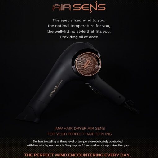JMW Hair Dryer AIR SENSE I 15 WINDS - 3 Heat X 5 Speed mix, 2 nozzles & dryer Stand, upgrade BLDC motor, 100% Cool shot, Smart Memory, Fast Drying, Low Noise, Curling, Durable, Blow Dryer Frizzy Hair, - Image 7