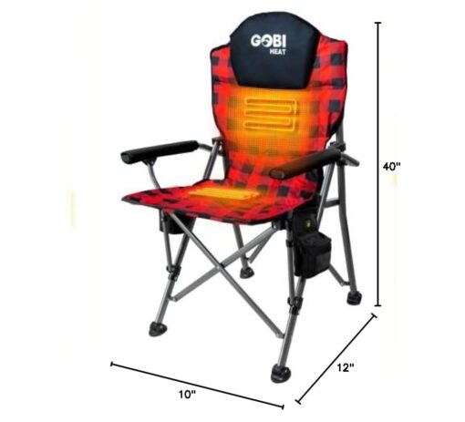 Terrain Heated Camping Chair - 9 hrs of Heat | with Battery & Charging Cable | 3 Heat Settings (Plaid) - Image 5