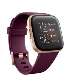 Fitbit Versa 2 Health and Fitness Smartwatch with Heart Rate, Music, Alexa Built-In, Sleep and Swim Tracking, Bordeaux/Copper Rose, One Size (S and L Bands Included)