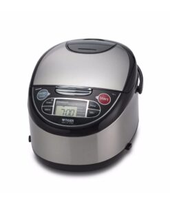 Tiger Corporation JAX-T10U-K 5.5-Cup (Uncooked) Micom Rice Cooker with Food Steamer & Slow Cooker, Stainless Steel Black