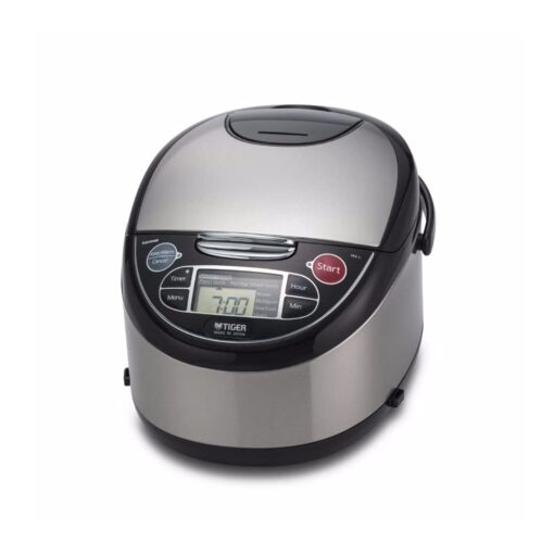 Tiger Corporation JAX-T10U-K 5.5-Cup (Uncooked) Micom Rice Cooker with Food Steamer & Slow Cooker, Stainless Steel Black