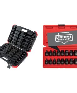 Sunex 2637L, ½" Drive, 6" Long Master Impact Hex Driver Set & Sunex 3646, 3/8 Inch Drive Low Profile Impact Hex Driver Set, 16-Piece, SAE/Metric, 1/4 Inch - 3/4 Inch, 6mm - 19mm