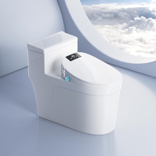 XCQQ Electric Bidet Toilet Seat Elongated, Heated Toilet Seat, Instant Warm Water, Warm Air Dryer, Rear Feminine and Oscillating Washing, Wireless Remote, Night Light, Slow Close Lid, LED Display - Image 2